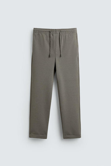 Zara Calças Cintura Jogger Easy Care Caqui