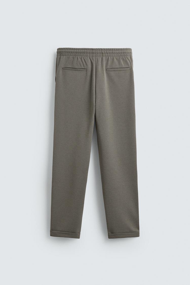 Zara Calças Cintura Jogger Easy Care Caqui