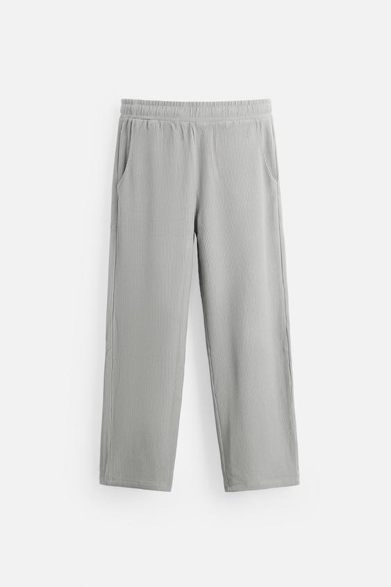Zara Calças  Jogging Com Estrutura Cinzento