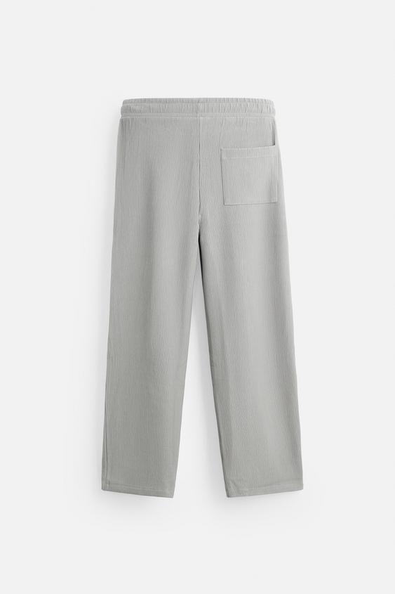 Zara Calças  Jogging Com Estrutura Cinzento