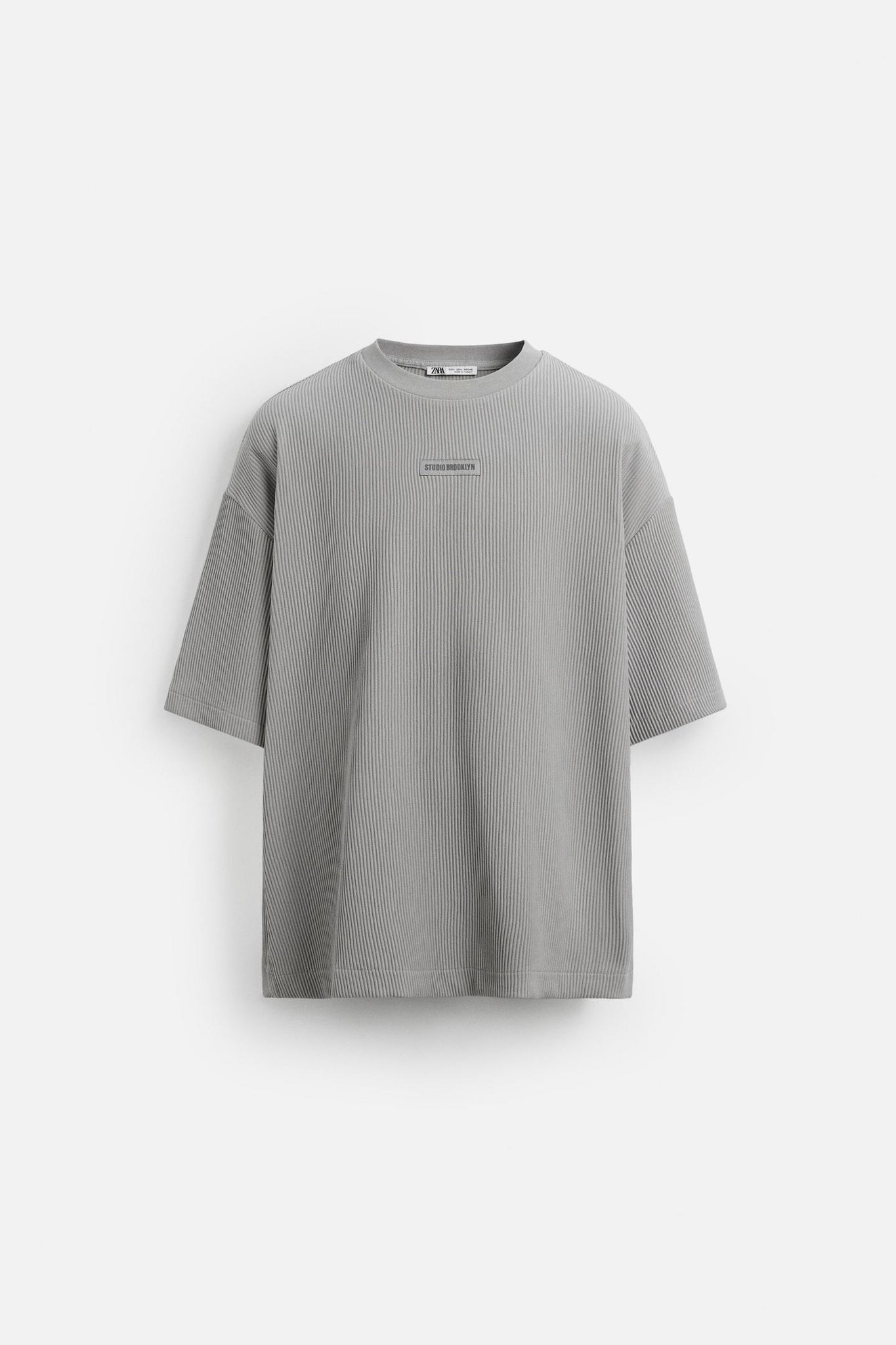 Zara T-shirt Estuturada De Malha Cinzento