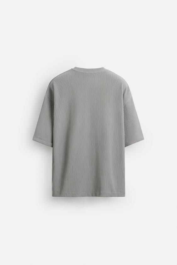 Zara T-shirt Estuturada De Malha Cinzento