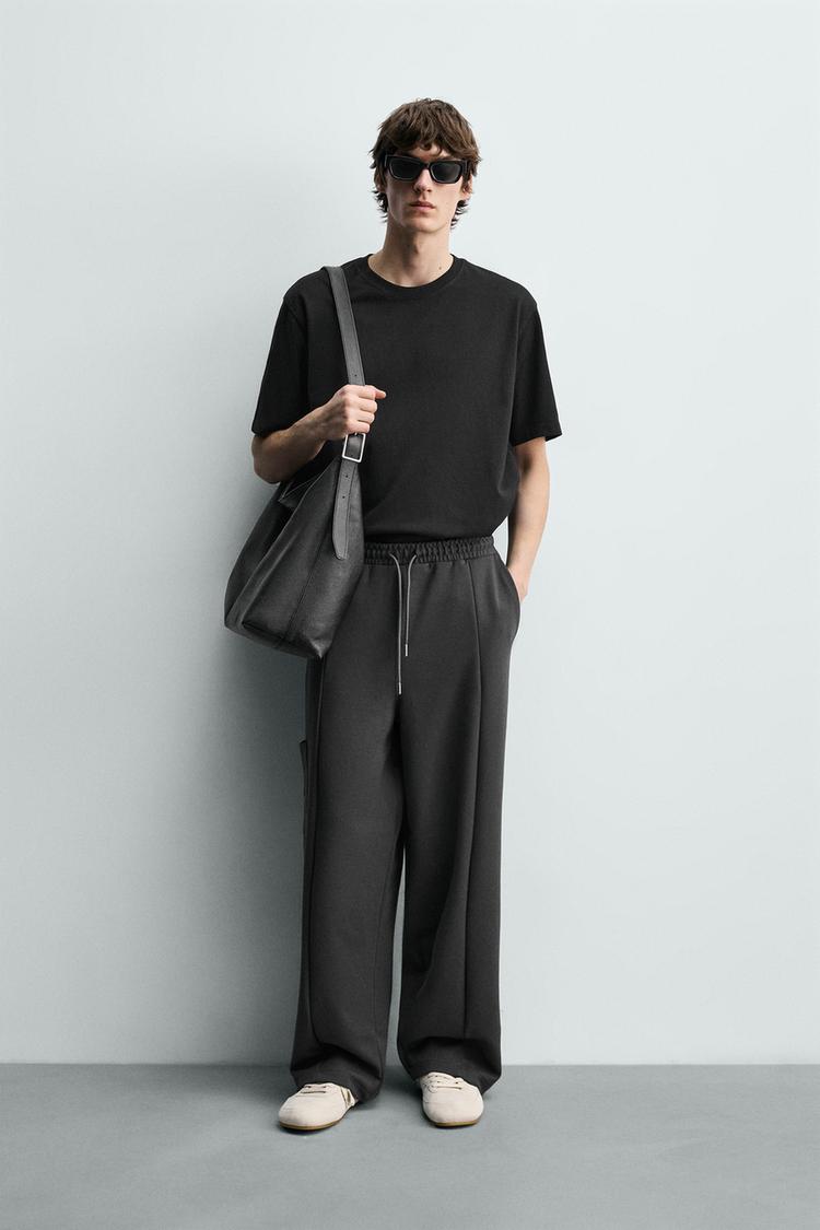 Zara Calças Jogger Cargo Interlock Cizento Claro