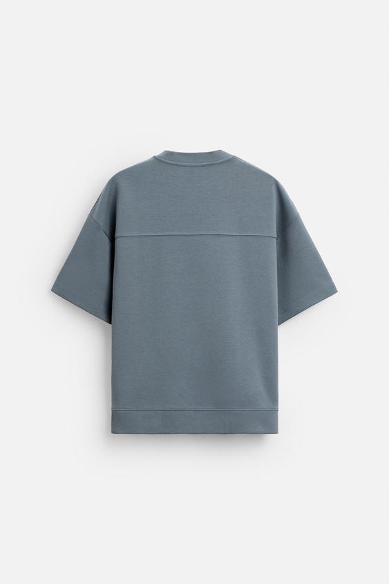 Zara T-shirt Moletom De Estrutura Azul
