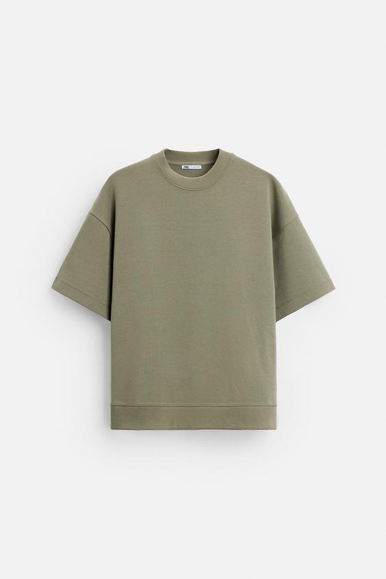 Zara T-shirt Moletom De Estrutura Verde