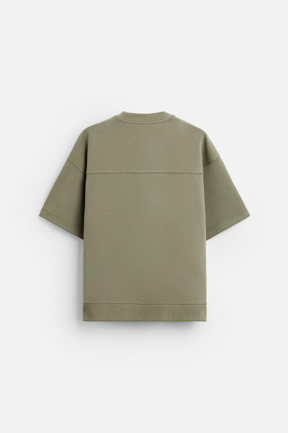 Zara T-shirt Moletom De Estrutura Verde