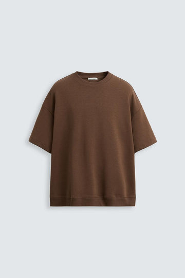 Zara Sweatshirt Técnica Interlock Castanha
