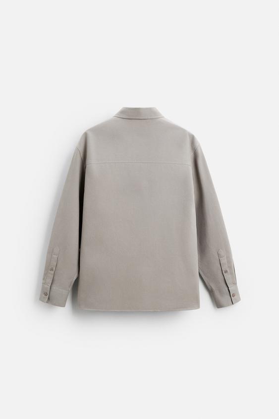 Zara Camisa De Algodao Suave Cinzento