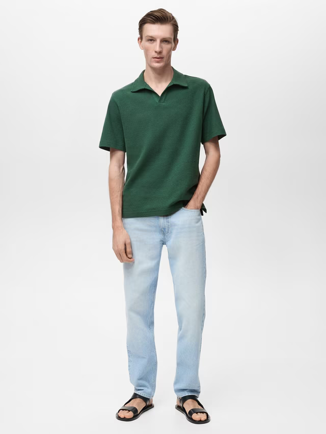 Mango Polo Lino Verde