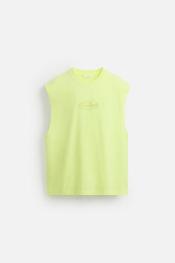 Zara Manga Cava  Tank Com Estampado Em Relevo