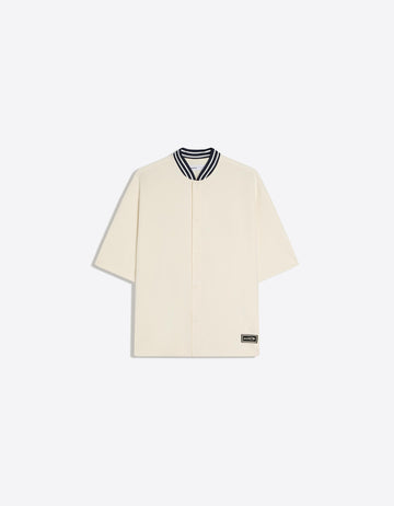 Bershka Camisa Manga Curta Box Fit Estampado Branco Cru