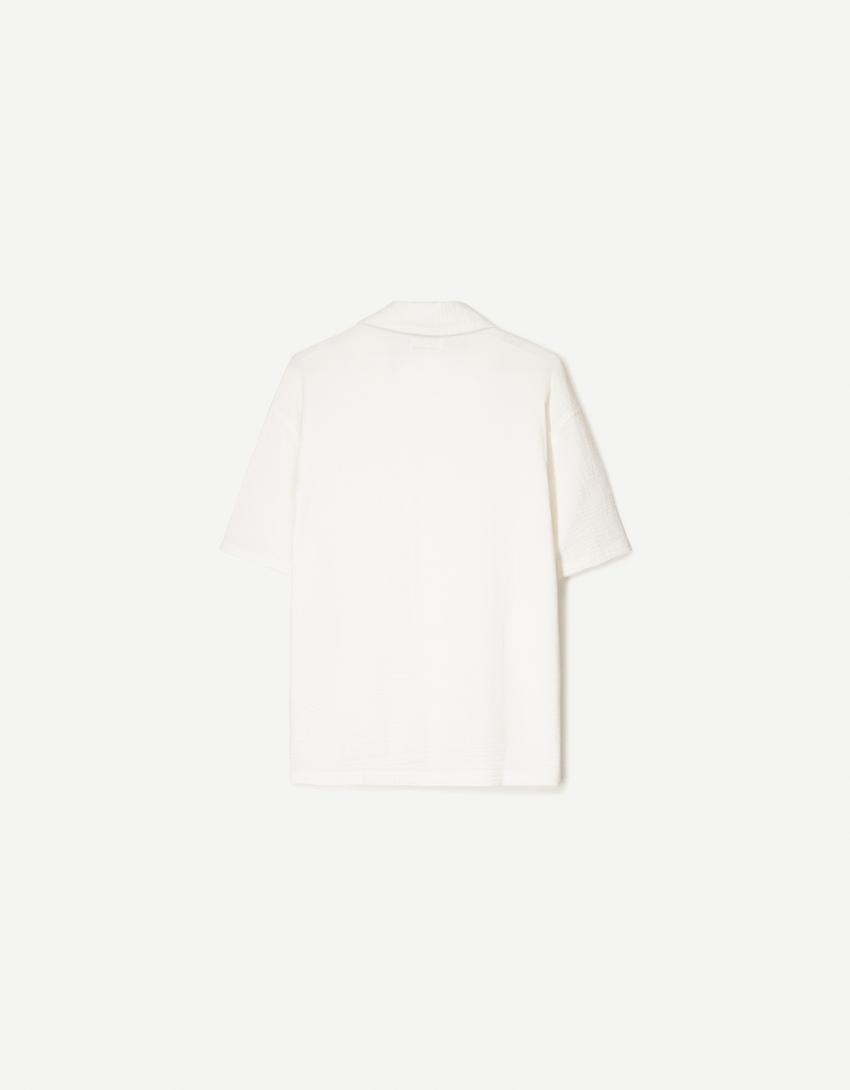 Bershka Camisa manga curta com textura branca