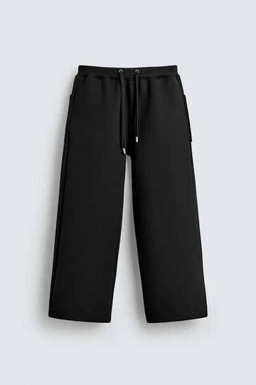 Zara Calças Jogger Técnicas De Perna Larga Preta