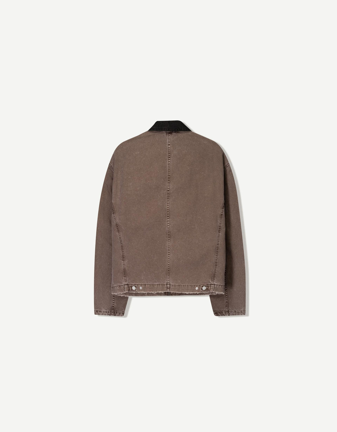 Bershka Casaco De Gola Contraste Marron