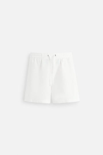 Zara Calções  Bermuda 100% Linho Branco