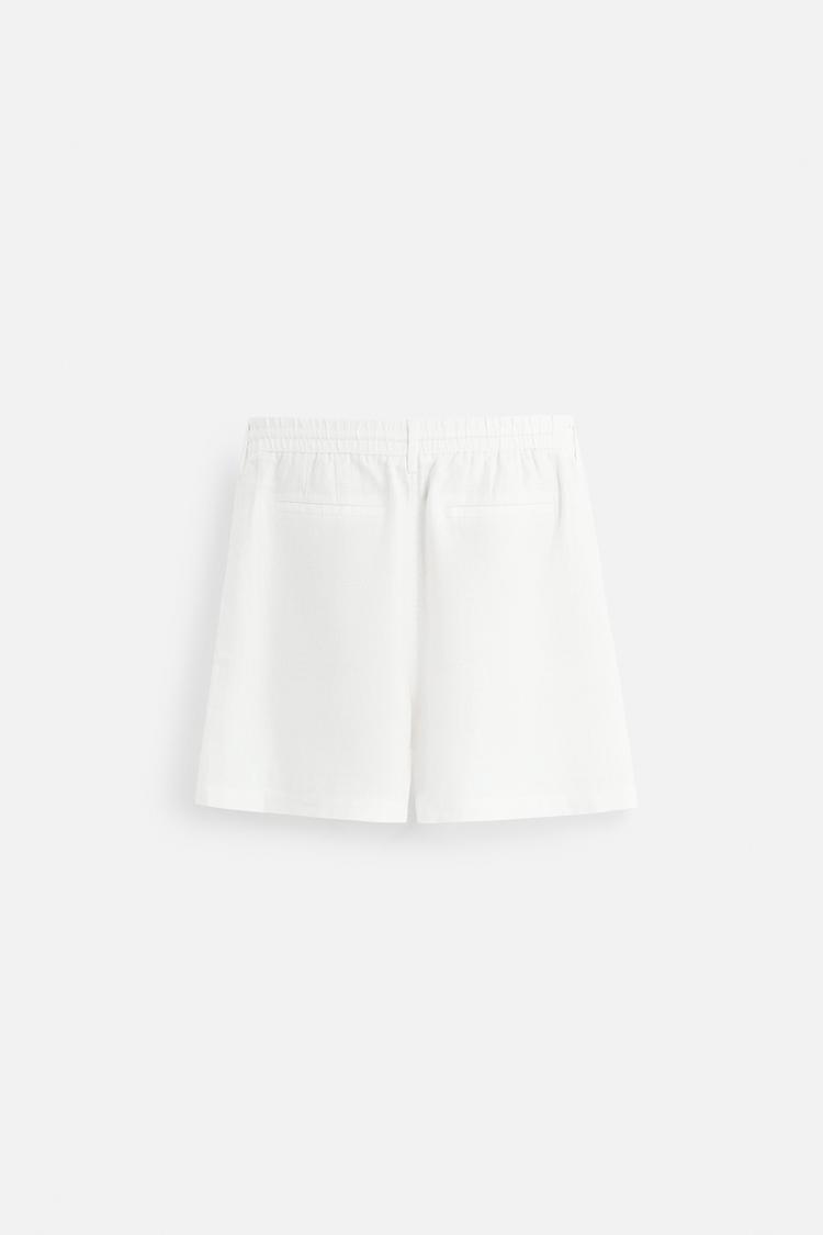 Zara Calções  Bermuda 100% Linho Branco