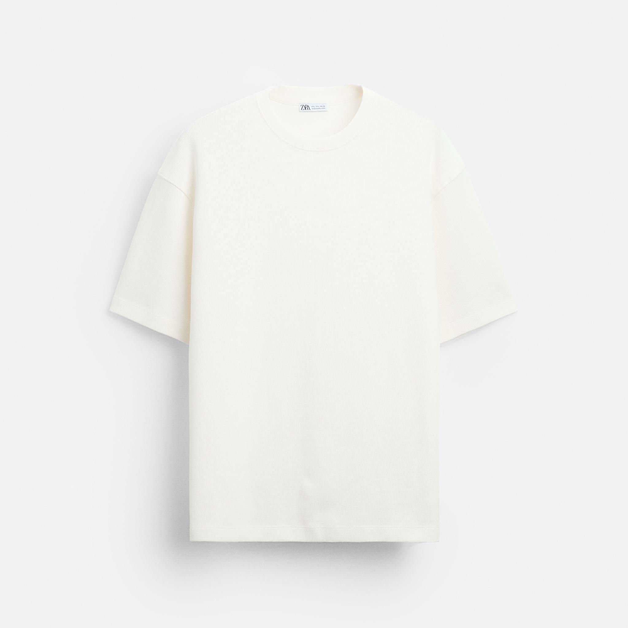 Zara T-Shirt De Nervuras Touch Branca