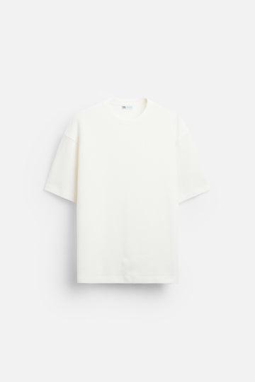 Zara T-Shirt De Nervuras Touch Branca