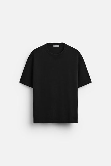 Zara T-Shirt De Nervuras Touch Preta