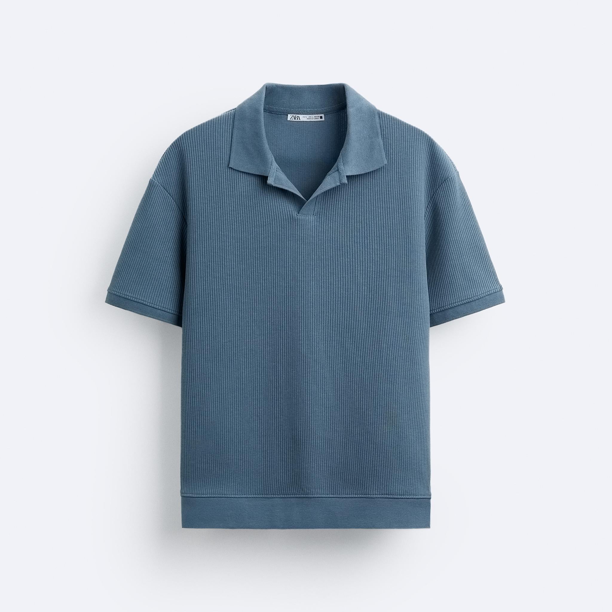 Zara Polo De Estrutura Azul