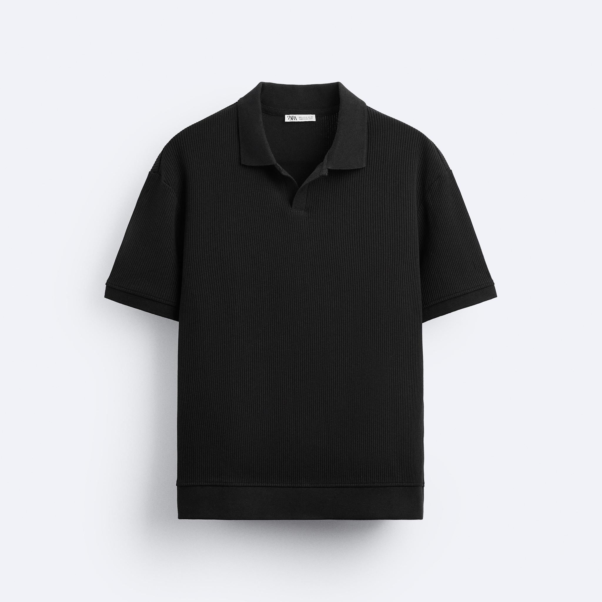 Zara Polo Com Estrutura e Nervuras Preta