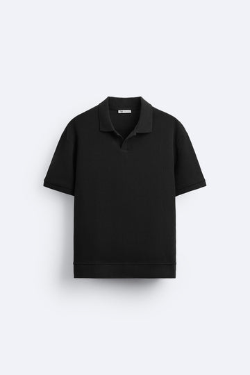 Zara Polo Com Estrutura e Nervuras Preta