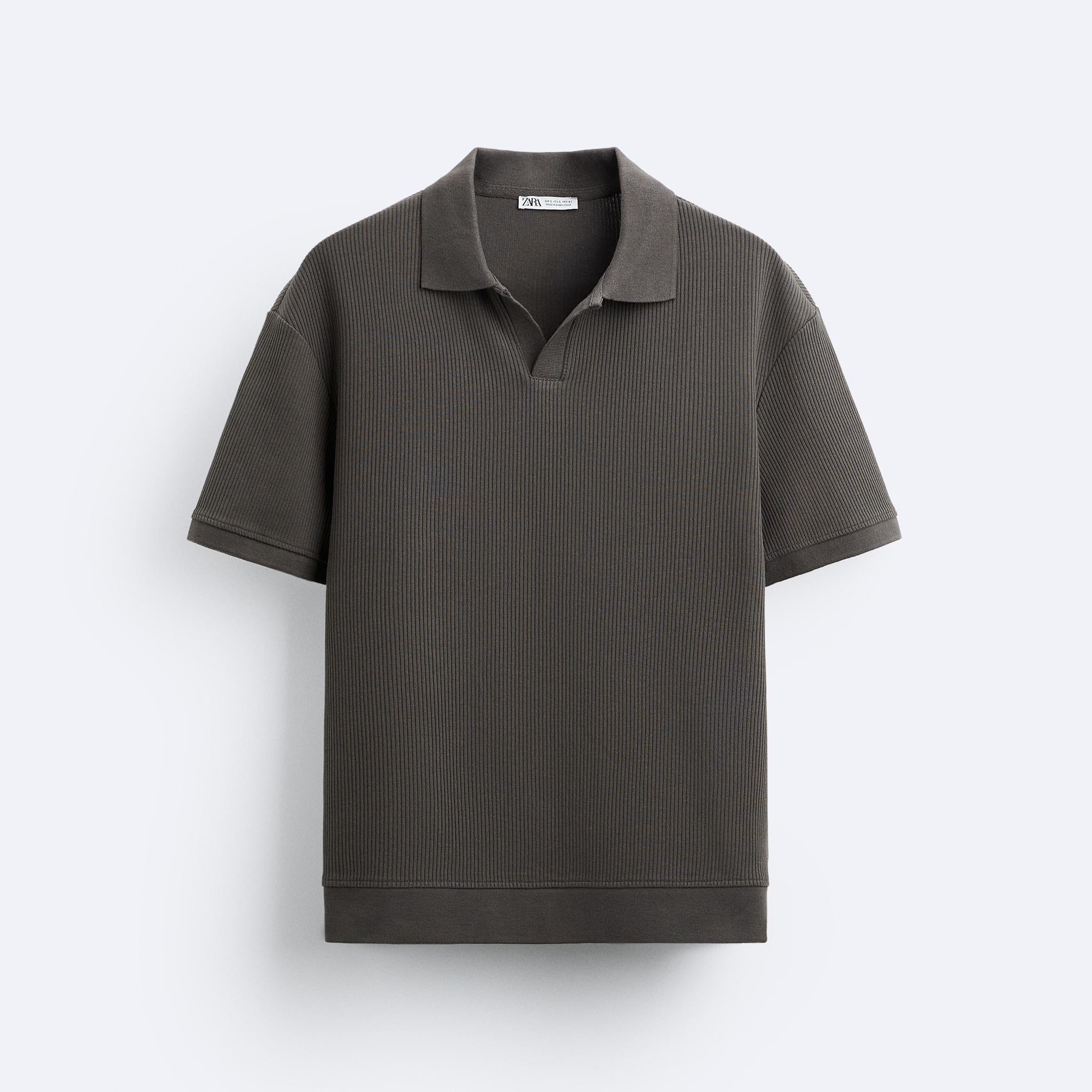 Zara Polo De Estrutura Cinza