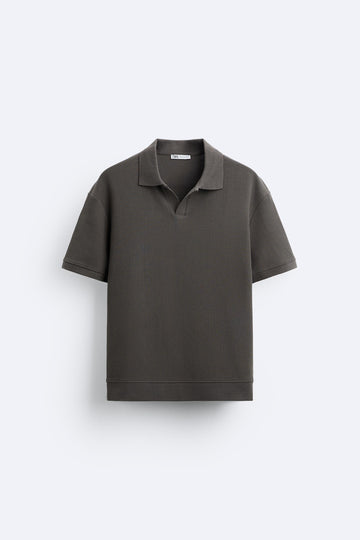 Zara Polo De Estrutura Cinza