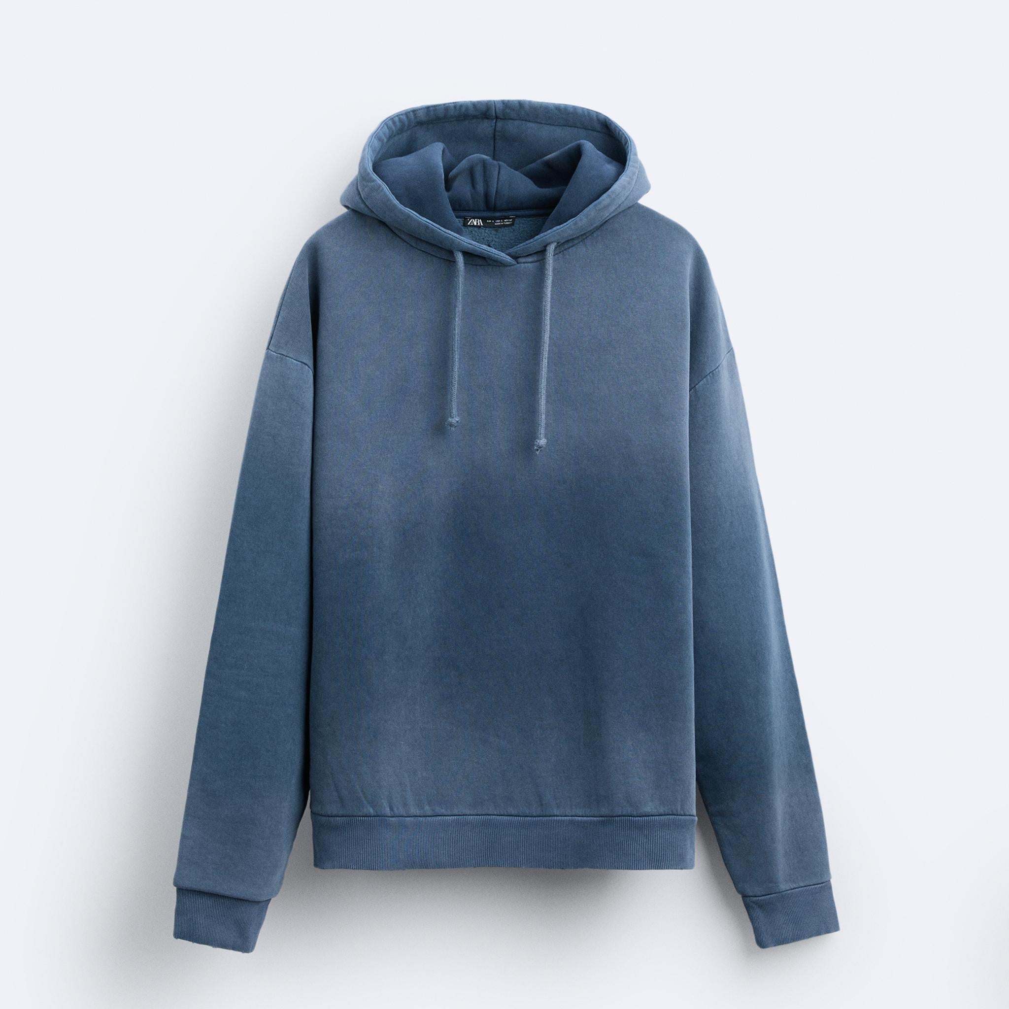 Zara Hoodie Simples Lavada Azul