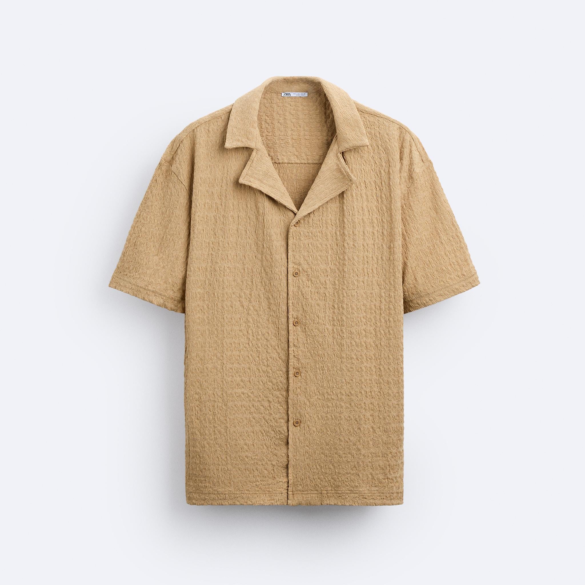 Zara Camisa Wavy Jacquard Caramelo