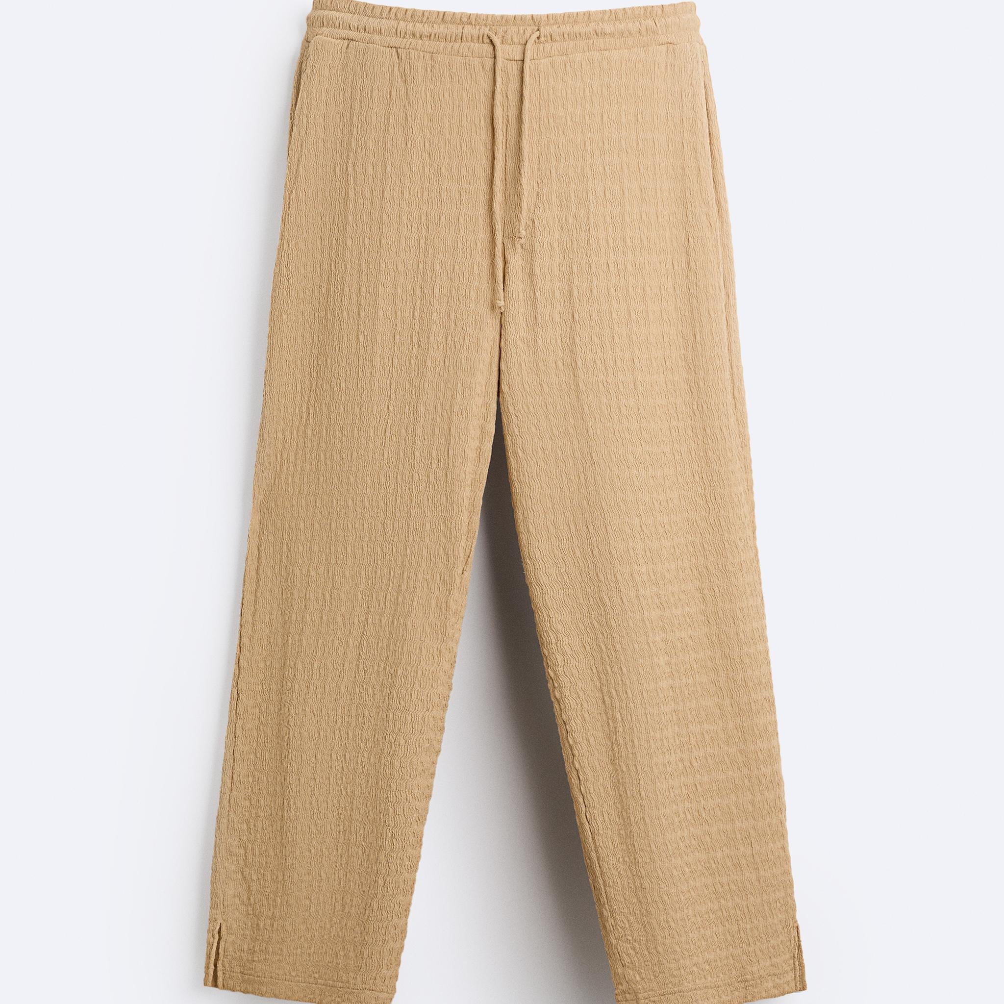 Zara Calças Wavy Jacquard Caramelo