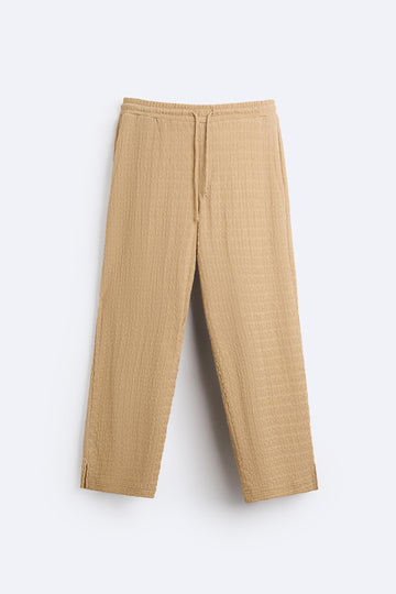 Zara Calças Wavy Jacquard Caramelo