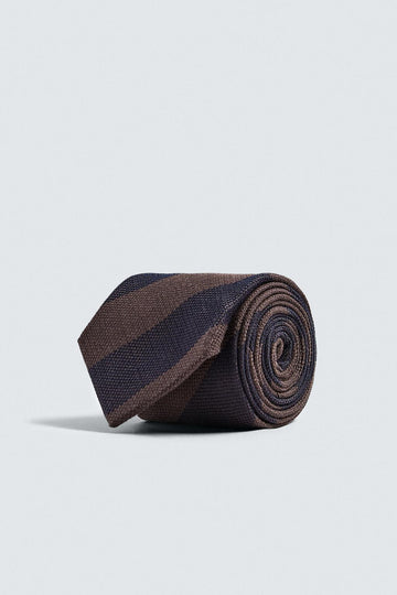 Zara  Gravata  De Estutura Seda Jacquard Azul Castanho