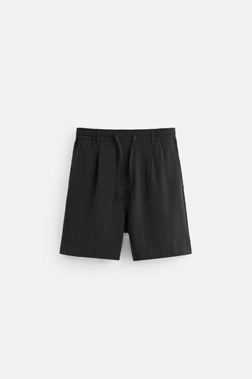 Zara Calções Bermuda 100% Linho Preto