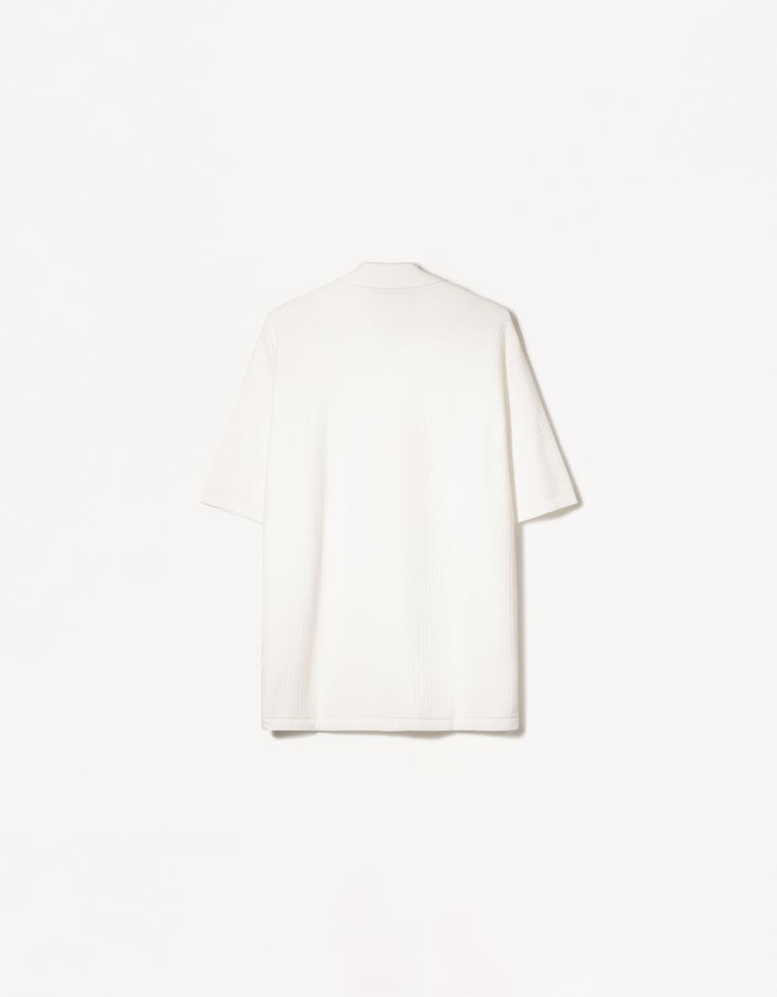 Bershka Camisa Manga Curta Estrutura Branca