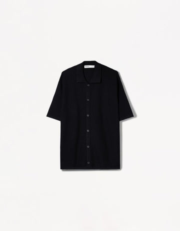 Bershka Camisa Manga Curta Estrutura Preta