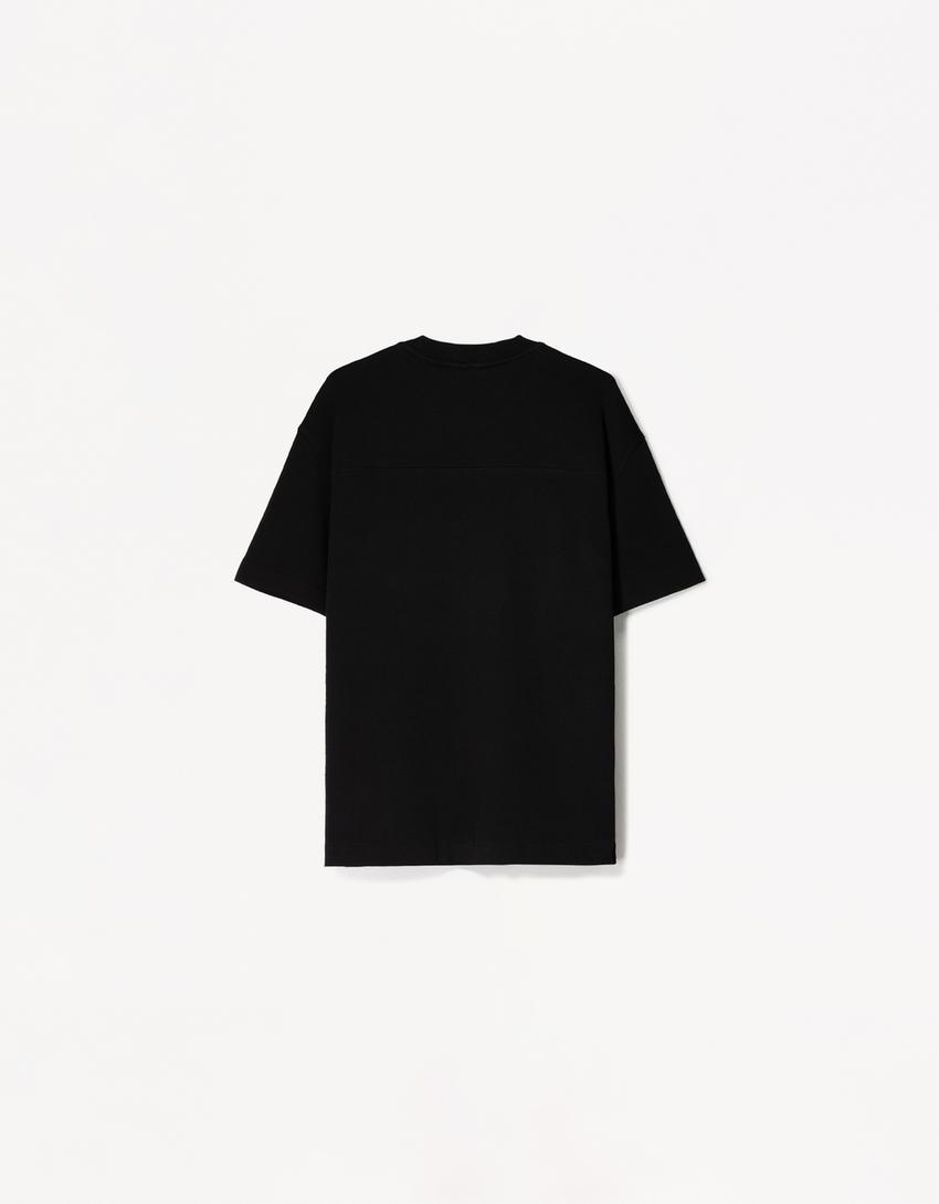 Bershka T-shirt De Manga Curta De Felpa Preta