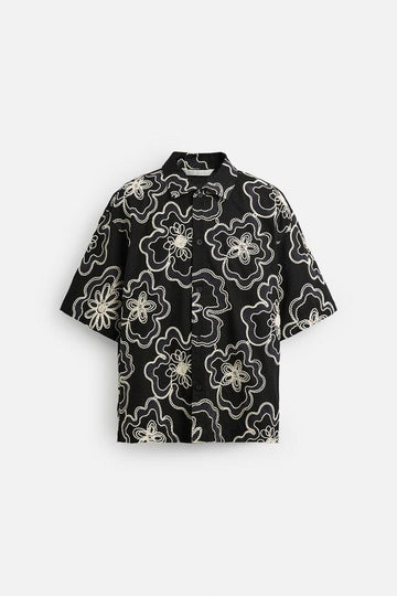 Zara Camisa Com Bordado Texturizado Preta