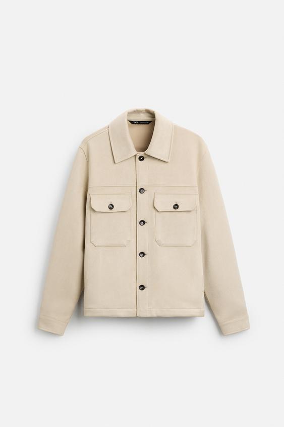 Zara Casaco Com Efeito Carmurca Areia