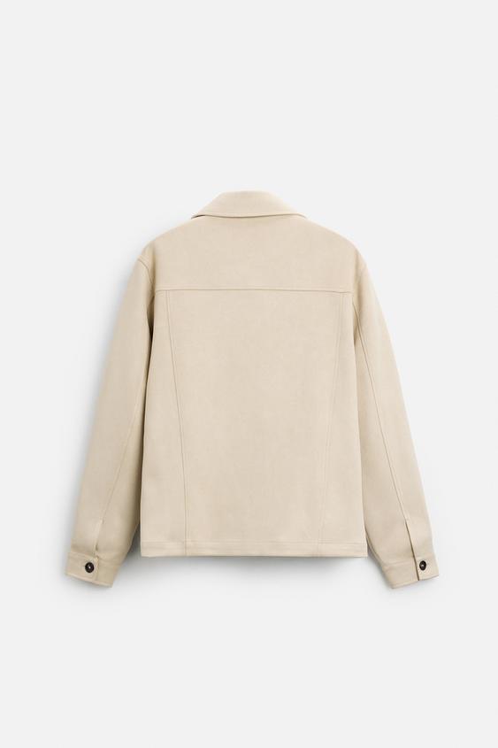 Zara Casaco Com Efeito Carmurca Areia