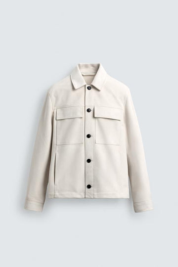 Zara Camisa Com Efeito Camurça Branco Marfim