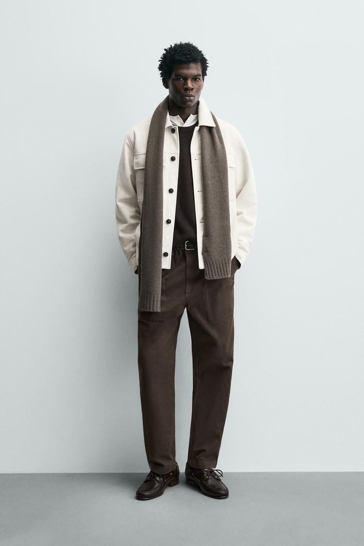 Zara Camisa Com Efeito Camurça Branco Marfim
