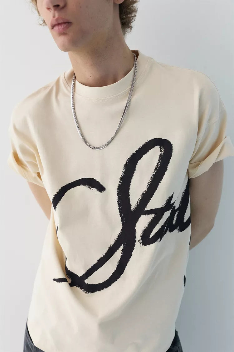 Pull&Bear T-shirt Grafitti Branco Gasto