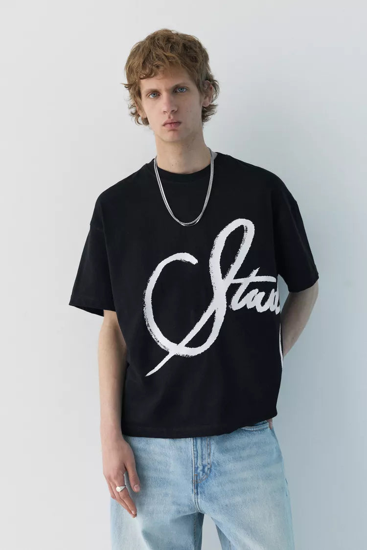 Pull&Bear T-shirt Grafitti Preta