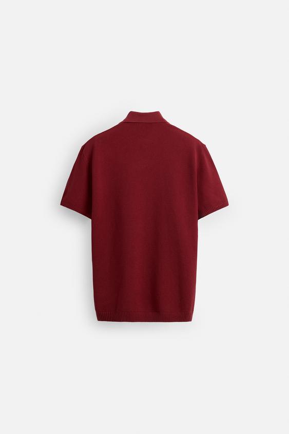 Zara Polo De Textura Vermelha