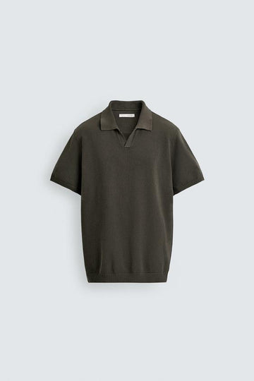 Zara Polo de Malha Regular Fit Cinza Antracite