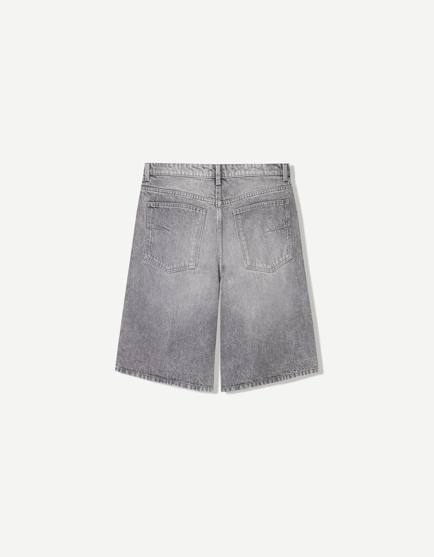 Berskha Calções Denim Baggy Cinza