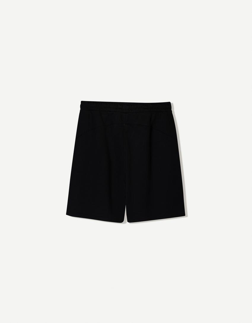 Bershka Calções Felpa Preto