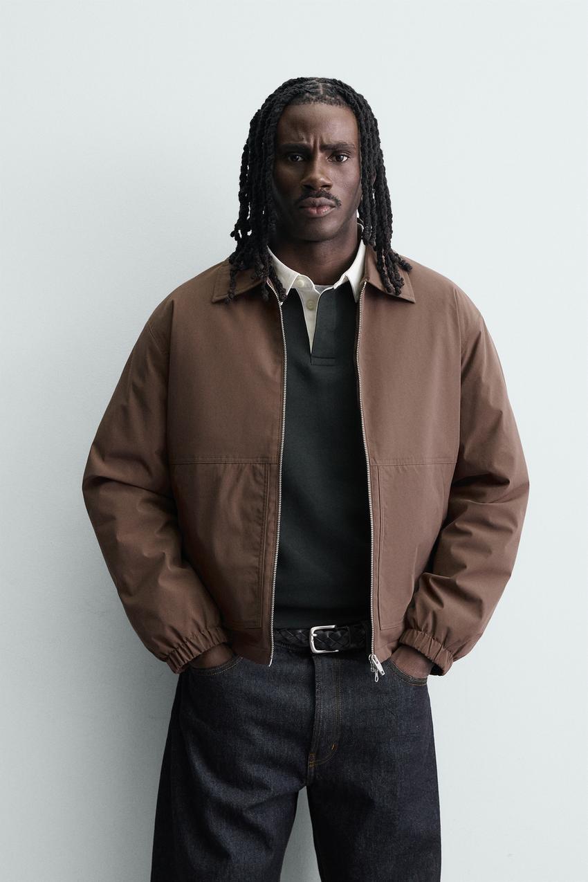 Zara Blusão Relaxed Fit Castanho
