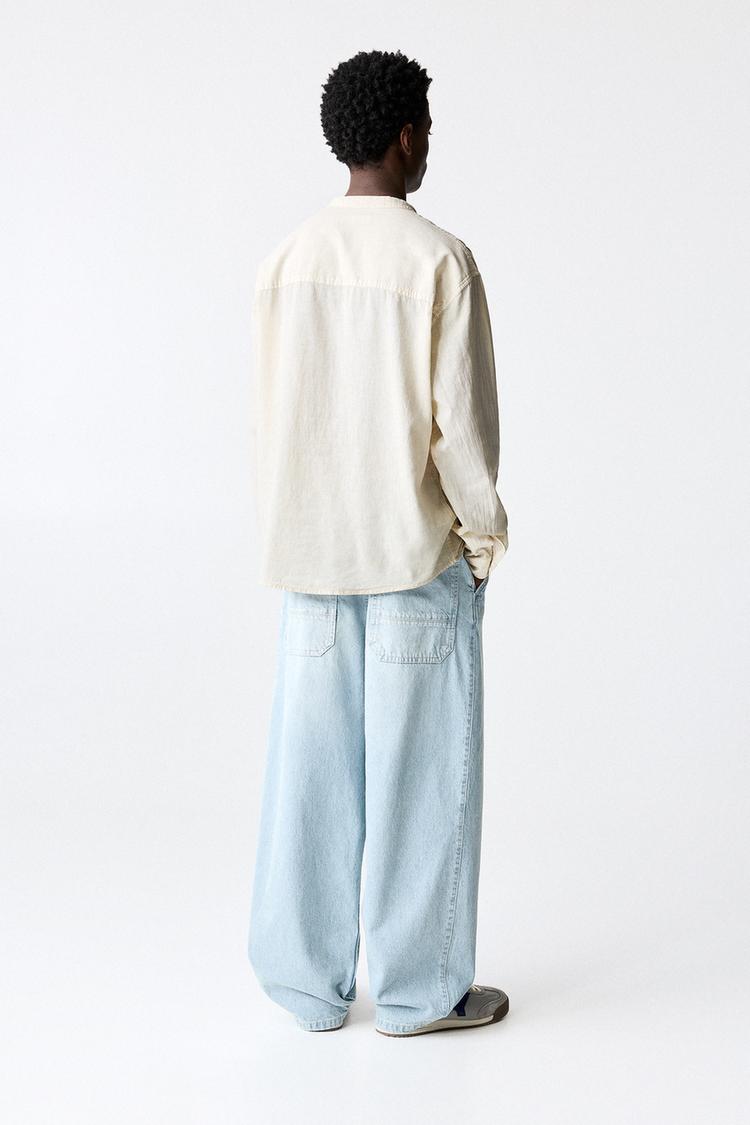 Pull&Bear Camisa Com Gola Mao Crème